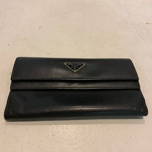 Genuine Leather Prada Wallet Black